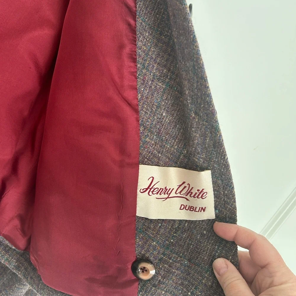 Vintage Henry White Dublin wool tweed blazer purple multicolor - Picture 6 of 9